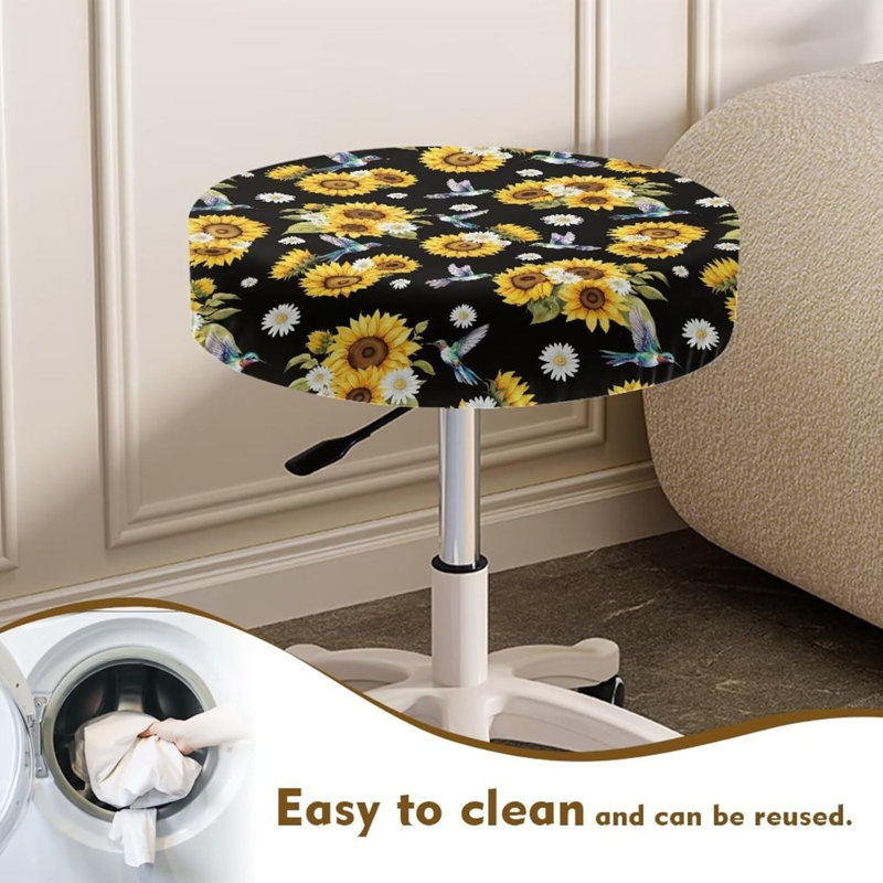 Rosalind Wheeler Sunflower Stool Covers Round Bar Stool Cushions With Elastic Band Hummingbird Bar Stool Seat Covers Non Slip Round Seat Cushions For Chairs Stool Slipcovers Wayfair Canada